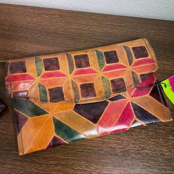 Mediterranean trading co geometric leather wallet and coin pouch two piece set - Picture 2 of 11